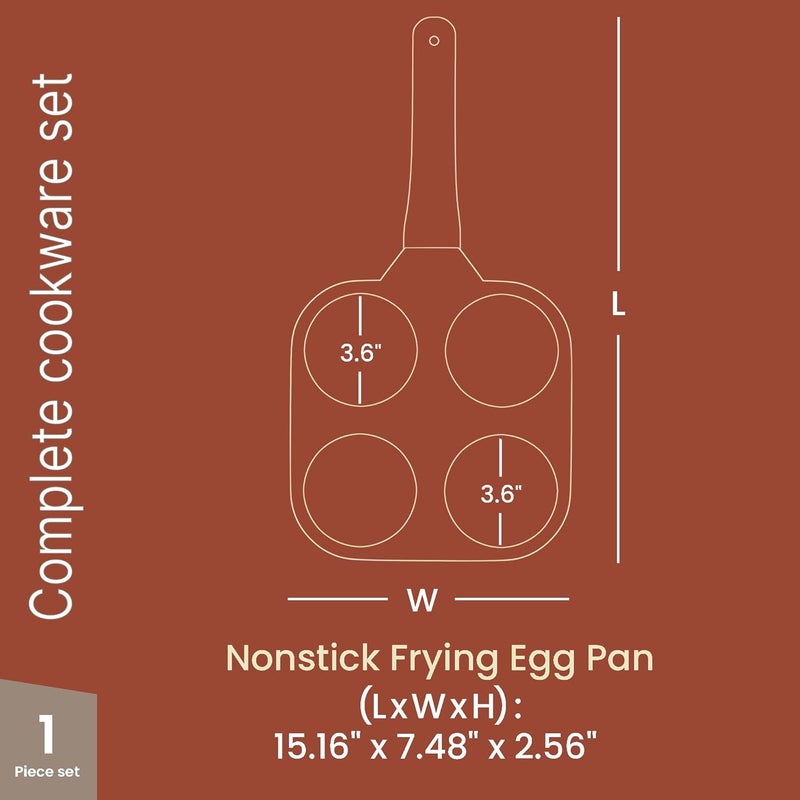 BAKKENMASTER 4-Cup Nonstick Frying Egg Pan White Marble, Granite Pancake Pan, PFOS & PFOA Free, Die-Cast Aluminum with Heat-Resistant Handle, 500°F Stove-Safe, Compatible with Induction, Gas & Electric Cooktops - Image 2